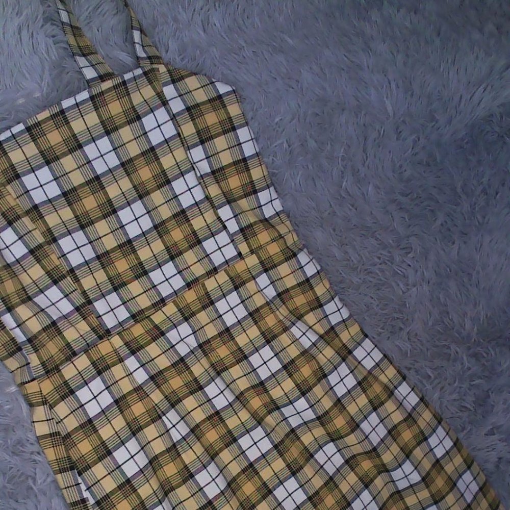 yellow plaid dress